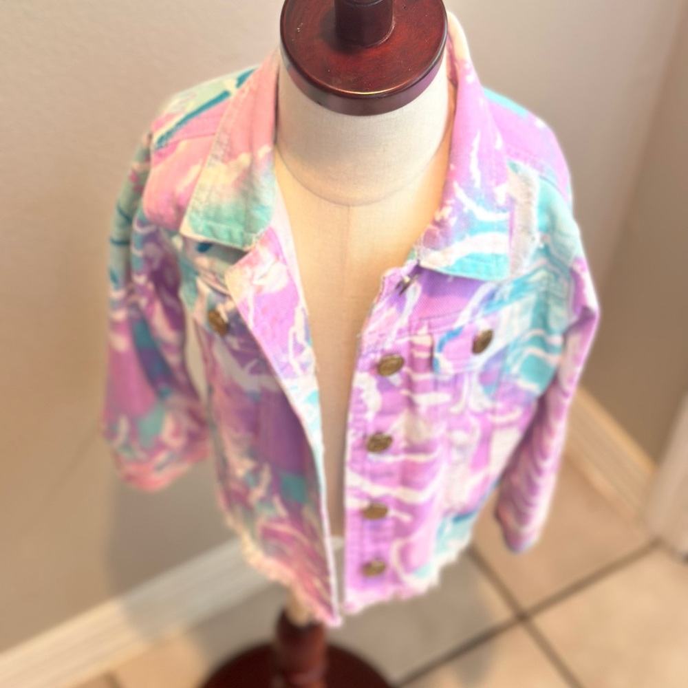 Abstract multicolored distressed jacket